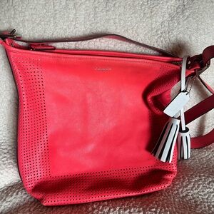 Coach Orange and Pink Shoulder Bag with Glossy Finish